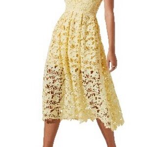 Astr Yellow Lace Midi Dress